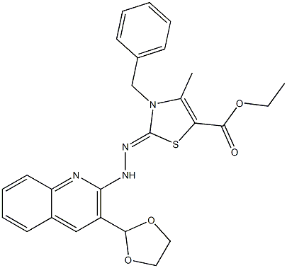2-[2-[3-(1,3-Dioxolane-2-yl)quinoline-2-yl]hydrazono]-3-benzyl-2,3-dihydro-4-methylthiazole-5-carboxylic acid ethyl ester|