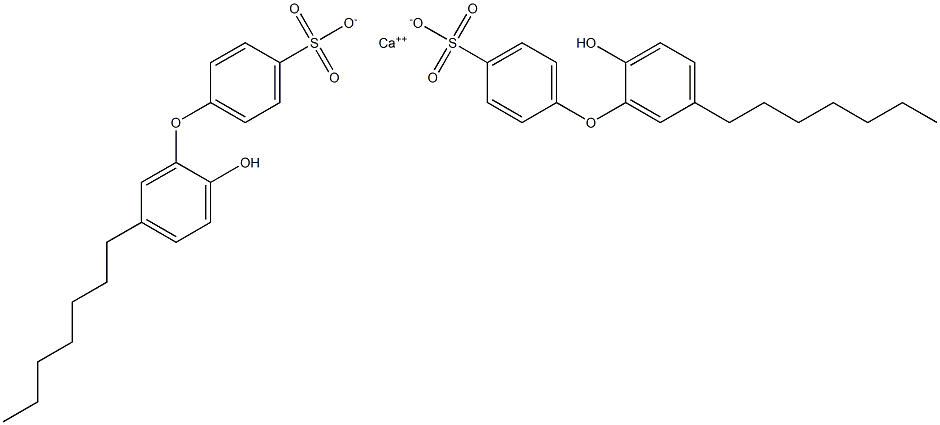 Bis(2'-hydroxy-5'-heptyl[oxybisbenzene]-4-sulfonic acid)calcium salt,,结构式