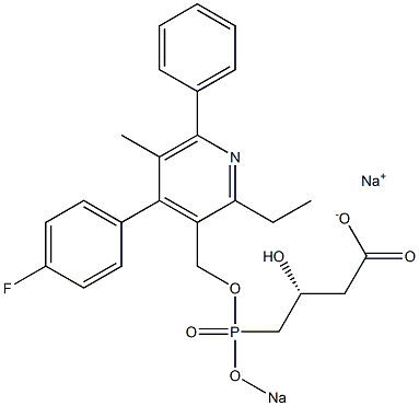 (3R)-4-[[[4-(4-フルオロフェニル)-2-エチル-5-メチル-6-フェニル-3-ピリジニル]メトキシ]ソジオオキシホスフィニル]-3-ヒドロキシ酪酸ナトリウム 化学構造式