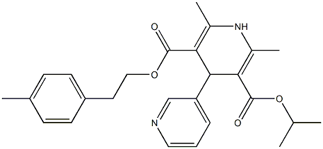 1,4-ジヒドロ-2,6-ジメチル-4-(3-ピリジル)ピリジン-3,5-ジカルボン酸3-イソプロピル5-(4-メチルフェネチル) 化学構造式
