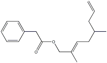 フェニル酢酸2,5-ジメチル-2,7-オクタジエニル 化学構造式