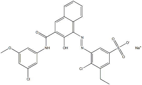 4-Chloro-3-ethyl-5-[[3-[[(3-chloro-5-methoxyphenyl)amino]carbonyl]-2-hydroxy-1-naphtyl]azo]benzenesulfonic acid sodium salt,,结构式