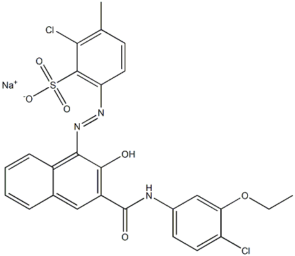 2-クロロ-3-メチル-6-[[3-[[(4-クロロ-3-エトキシフェニル)アミノ]カルボニル]-2-ヒドロキシ-1-ナフチル]アゾ]ベンゼンスルホン酸ナトリウム 化学構造式