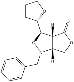 [3R,3aR,6aR]-3-[[(S)-Tetrahydrofuran]-2-yl]tetrahydro-1-benzyl-1H,4H-furo[3,4-c]isoxazol-4-one 结构式