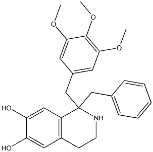 1-ベンジル-1-(3,4,5-トリメトキシベンジル)-6,7-ジヒドロキシ-1,2,3,4-テトラヒドロイソキノリン 化学構造式