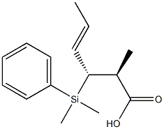 (2S,3R,4E)-2-Methyl-3-[dimethyl(phenyl)silyl]-4-hexenoic acid Struktur
