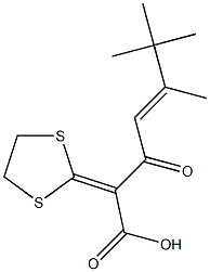 2-(1,3-Dithiolan-2-ylidene)-3-oxo-5,6,6-trimethyl-4-heptenoic acid Structure