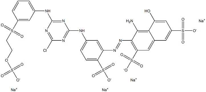 4-Amino-3-[5-[4-chloro-6-[3-[2-(sulfooxy)ethylsulfonyl]anilino]-1,3,5-triazin-2-ylamino]-2-sulfophenylazo]-5-hydroxy-2,7-naphthalenedisulfonic acid tetrasodium salt Structure