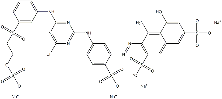 4-Amino-3-[5-[4-chloro-6-[3-[2-(sulfooxy)ethylsulfonyl]anilino]-1,3,5-triazin-2-ylamino]-2-sulfophenylazo]-5-hydroxy-2,7-naphthalenedisulfonic acid tetrasodium salt,,结构式