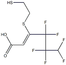 (Z)-3-(2-メルカプトエチルチオ)-4,4,5,5,6,6-ヘキサフルオロ-2-ヘキセン酸 化学構造式