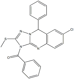 7-クロロ-3,9-ジヒドロ-2-メチルチオ-3-ベンゾイル-9-フェニル[1,2,4]トリアゾロ[5,1-b]キナゾリン 化学構造式