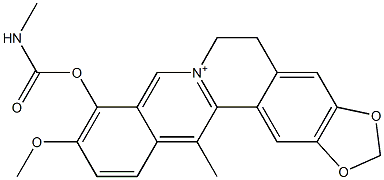 5,6-ジヒドロ-10-メトキシ-9-(メチルカルバモイルオキシ)-13-メチルベンゾ[g]-1,3-ベンゾジオキソロ[5,6-a]キノリジニウム 化学構造式