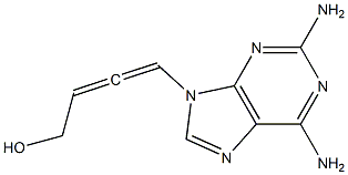 9-(4-ヒドロキシ-1,2-ブタジエニル)-9H-プリン-2,6-ジアミン 化学構造式