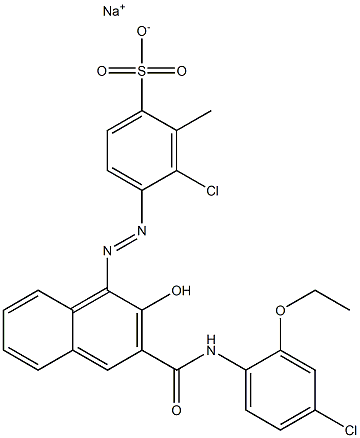 3-クロロ-2-メチル-4-[[3-[[(4-クロロ-2-エトキシフェニル)アミノ]カルボニル]-2-ヒドロキシ-1-ナフチル]アゾ]ベンゼンスルホン酸ナトリウム 化学構造式