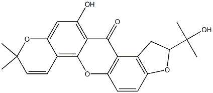 1,2-ジヒドロ-12-ヒドロキシ-2-(1-ヒドロキシ-1-メチルエチル)-9,9-ジメチル-9H,13H-3,6,10-トリオキサ-3H-ベンゾ[a]シクロペンタ[h]アントラセン-13-オン 化学構造式