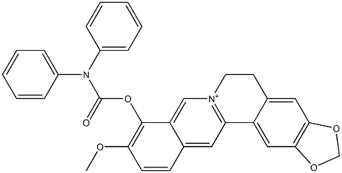 5,6-ジヒドロ-9-(ジフェニルカルバモイルオキシ)-10-メトキシベンゾ[g]-1,3-ベンゾジオキソロ[5,6-a]キノリジニウム 化学構造式