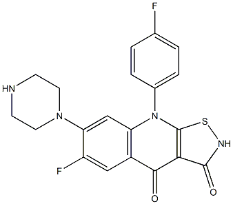 6-Fluoro-7-(piperazin-1-yl)-9-(4-fluorophenyl)isothiazolo[5,4-b]quinoline-3,4(2H,9H)-dione 结构式