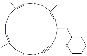 (3E,7E,11E)-3,7,11-Trimethyl-13-[(tetrahydro-4H-pyran)-2-yloxy]oxacycloheptadeca-3,7,11-trien-15-yne 结构式