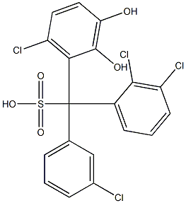 (3-クロロフェニル)(2,3-ジクロロフェニル)(6-クロロ-2,3-ジヒドロキシフェニル)メタンスルホン酸 化学構造式