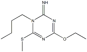 1-Butyl-4-ethoxy-6-(methylthio)-1,3,5-triazin-2(1H)-imine Struktur