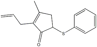 2-(2-プロペン-1-イル)-3-メチル-5-(フェニルチオ)-2-シクロペンテン-1-オン 化学構造式