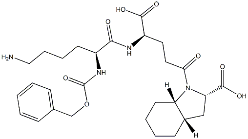 (2S,3aS,7aS)-Octahydro-1-[(4R)-4-[[(2S)-6-amino-2-[benzyloxycarbonylamino]hexanoyl]amino]-4-carboxybutyryl]-1H-indole-2-carboxylic acid Structure