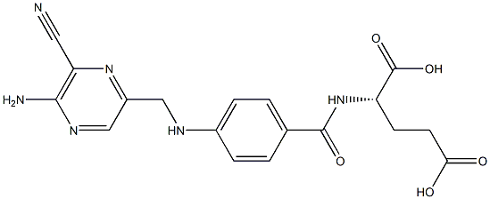 (2S)-2-[4-[N-(5-Amino-6-cyano-2-pyrazinylmethyl)amino]benzoylamino]glutaric acid Struktur