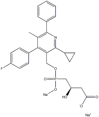 (3R)-4-[[[4-(4-Fluorophenyl)-2-cyclopropyl-5-methyl-6-phenyl-3-pyridinyl]methoxy]sodiooxyphosphinyl]-3-hydroxybutyric acid sodium salt 结构式