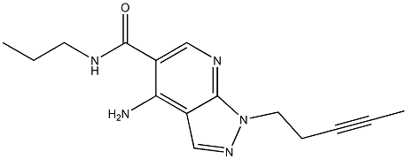 1-(3-Pentynyl)-4-amino-N-propyl-1H-pyrazolo[3,4-b]pyridine-5-carboxamide,,结构式