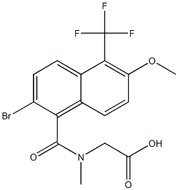 [N-[[2-Bromo-6-methoxy-5-trifluoromethyl-1-naphthalenyl]carbonyl]-N-methylamino]acetic acid 结构式