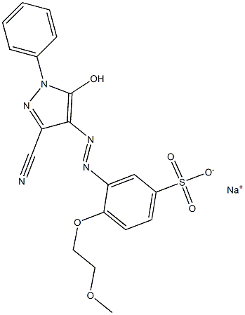 3-(3-シアノ-5-ヒドロキシ-1-フェニル-1H-ピラゾール-4-イルアゾ)-4-(2-メトキシエトキシ)ベンゼンスルホン酸ナトリウム 化学構造式