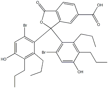 1,1-ビス(6-ブロモ-4-ヒドロキシ-2,3-ジプロピルフェニル)-1,3-ジヒドロ-3-オキソイソベンゾフラン-6-カルボン酸 化学構造式