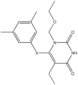 1-(Ethoxymethyl)-5-ethyl-6-[(3,5-dimethylphenyl)thio]pyrimidine-2,4(1H,3H)-dione,,结构式