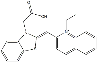 2-[[3-(Carboxymethyl)benzothiazol-2(3H)-ylidene]methyl]-1-ethylquinolinium,,结构式