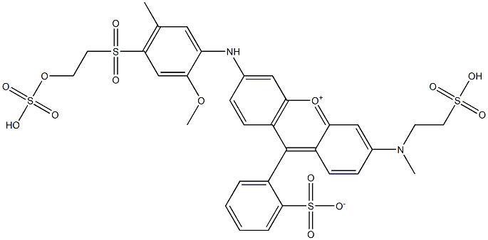 3-[[2-Methoxy-5-methyl-4-[[2-(sulfooxy)ethyl]sulfonyl]phenyl]amino]-6-[methyl(2-sulfoethyl)amino]-9-(2-sulfonatophenyl)xanthylium Structure