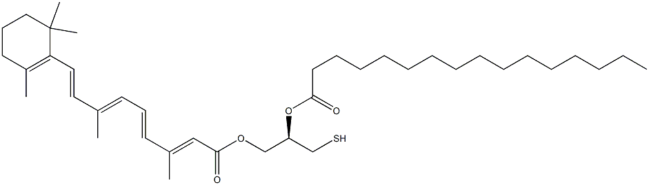 (2R)-2-パルミトイルオキシ-3-[[9-(2,6,6-トリメチル-1-シクロヘキセニル)-3,7-ジメチル-1-オキソ-2,4,6,8-ノナテトラエン-1-イル]オキシ]-1-プロパンチオール 化学構造式