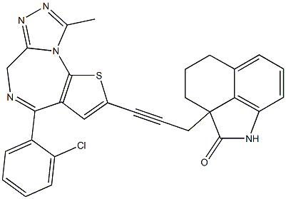 4-(2-Chlorophenyl)-9-methyl-2-[3-[(1,2,2a,3,4,5-hexahydro-2-oxobenz[cd]indol)-2a-yl]-1-propynyl]-6H-thieno[3,2-f][1,2,4]triazolo[4,3-a][1,4]diazepine,,结构式