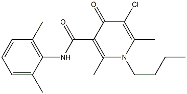 1-Butyl-1,4-dihydro-2,6-dimethyl-5-chloro-N-(2,6-dimethylphenyl)-4-oxopyridine-3-carboxamide,,结构式