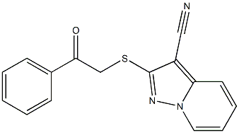 2-[[(Phenylcarbonyl)methyl]thio]-pyrazolo[1,5-a]pyridine-3-carbonitrile,,结构式