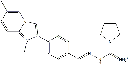 1,6-Dimethyl-2-[4-[2-[iminio(1-pyrrolidinyl)methyl]hydrazonomethyl]phenyl]imidazo[1,2-a]pyridin-1-ium,,结构式