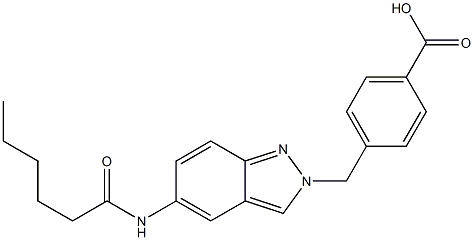 4-(5-Hexanoylamino-2H-indazol-2-ylmethyl)benzoic acid Structure