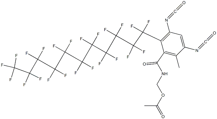 N-(Acetyloxymethyl)-2-(tricosafluoroundecyl)-3,5-diisocyanato-6-methylbenzamide 结构式