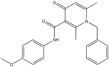 1-Benzyl-1,4-dihydro-2,6-dimethyl-4-oxo-N-(4-methoxyphenyl)pyridine-3-carboxamide Struktur