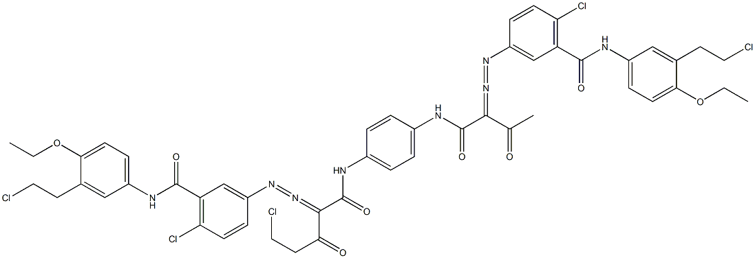 3,3'-[2-(Chloromethyl)-1,4-phenylenebis[iminocarbonyl(acetylmethylene)azo]]bis[N-[3-(2-chloroethyl)-4-ethoxyphenyl]-6-chlorobenzamide] 结构式