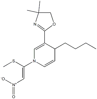 1-(1-Methylthio-2-nitroethenyl)-3-(4,4-dimethyl-2-oxazolin-2-yl)-4-butyl-1,4-dihydropyridine,,结构式