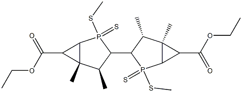 (4S,4'R,5R,5'S)-4,4',5,5'-Tetramethyl-2,2'-bis(methylthio)-6,6'-bis(ethoxycarbonyl)-3,3'-bi[2-phosphabicyclo[3.1.0]hexane]2,2'-disulfide Structure