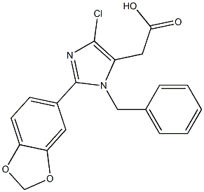 2-(3,4-Methylenedioxyphenyl)-1-benzyl-4-chloro-1H-imidazole-5-acetic acid,,结构式