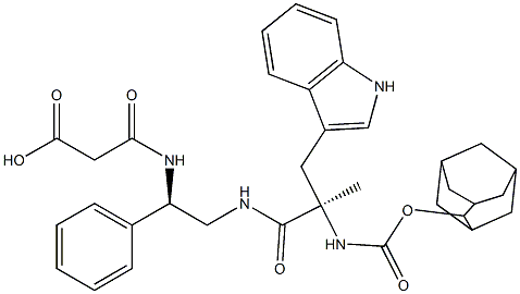 3-[[(1R)-2-[[(2R)-2-(Adamantan-2-yloxycarbonylamino)-3-(1H-indol-3-yl)-2-methylpropanoyl]amino]-1-phenylethyl]amino]-3-oxopropionic acid Structure
