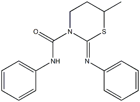 2-フェニルイミノ-3-(フェニルアミノカルボニル)-6-メチルテトラヒドロ-2H-1,3-チアジン 化学構造式