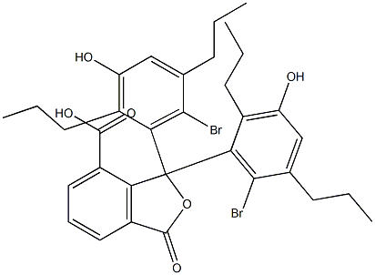 1,1-ビス(6-ブロモ-3-ヒドロキシ-2,5-ジプロピルフェニル)-1,3-ジヒドロ-3-オキソイソベンゾフラン-7-カルボン酸 化学構造式